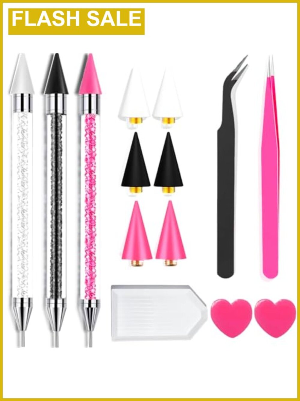 14pc Rhinestone Picker Tool Set - Dual-Head Pens, Wax Tips, Tweezers